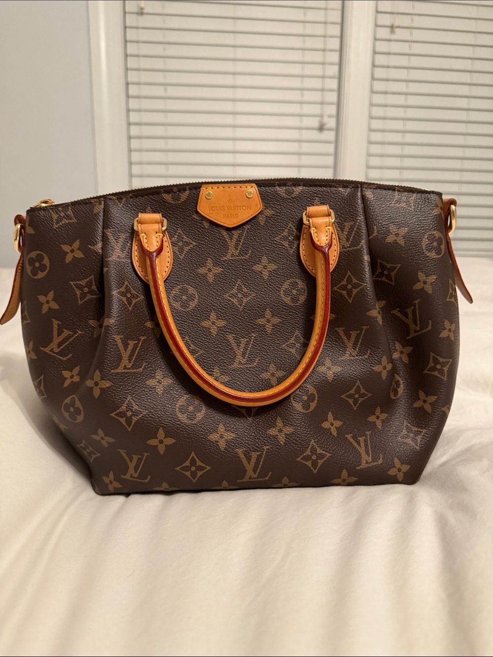 Louis Vuitton Brown Monogram Canvas Shoulder Bag with Tan Trims